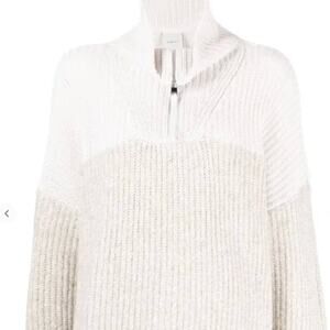 Varley Willard Half Zip Sweater Women's Large Cream Grey Two Tone Knit Large
